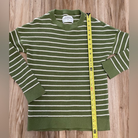 REI COOPERATIVE WALLACE WAFFLE GREEN CREAM WOMENS SWEATER PULLOVER SZ SMALL - Picture 5 of 7